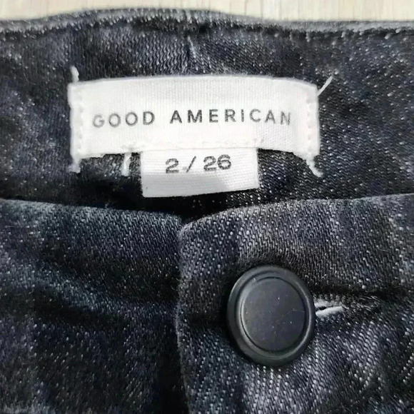 Good American Jeans Women's Distressed Skinny Black Size 2/26 - Picture 5 of 7